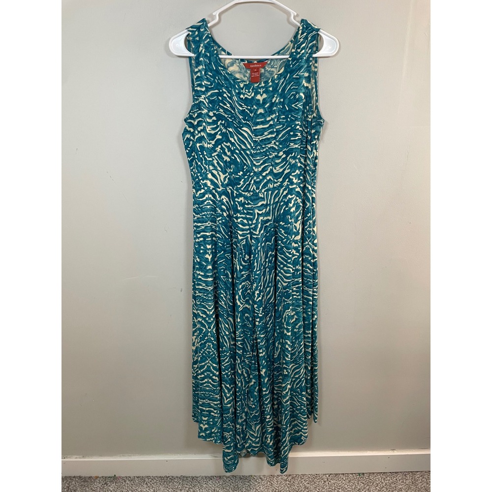 Sundance‎ Blue Waves Sleeveless Handkerchief Maxi Dress Size 8 Coastal Beach